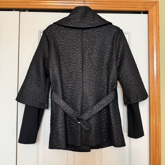 Samuel Dong Black Classic Textured Statement City Business Retro Pin Up Jacket - Picture 5 of 8